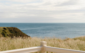 Overlooking the coast from a caravan deck at Berwick Holiday Centre