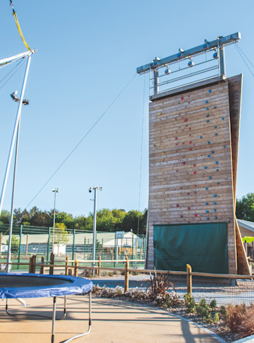 The climbing wall at Hafan y Mor