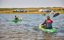 Kayaking on Thornwick Bay's activity lake