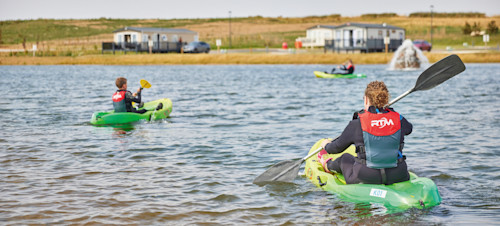 Kayaking on Thornwick Bay's activity lake