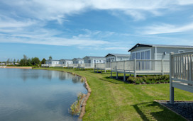 Caravans overlooking a lake