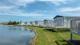 Caravans overlooking a lake