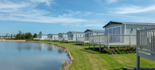 Caravans overlooking a lake