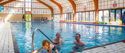 The indoor pool has plenty of space for swimming and splashing