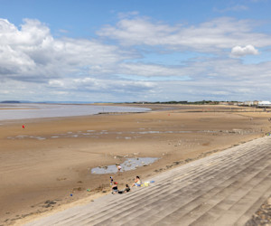 The beach and promenade opposite the park