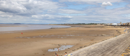 The beach and promenade opposite the park