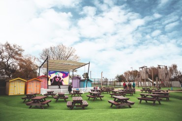 The outdoor stage area at the Adventure Village at Caister