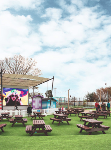 The outdoor stage area at the Adventure Village at Caister