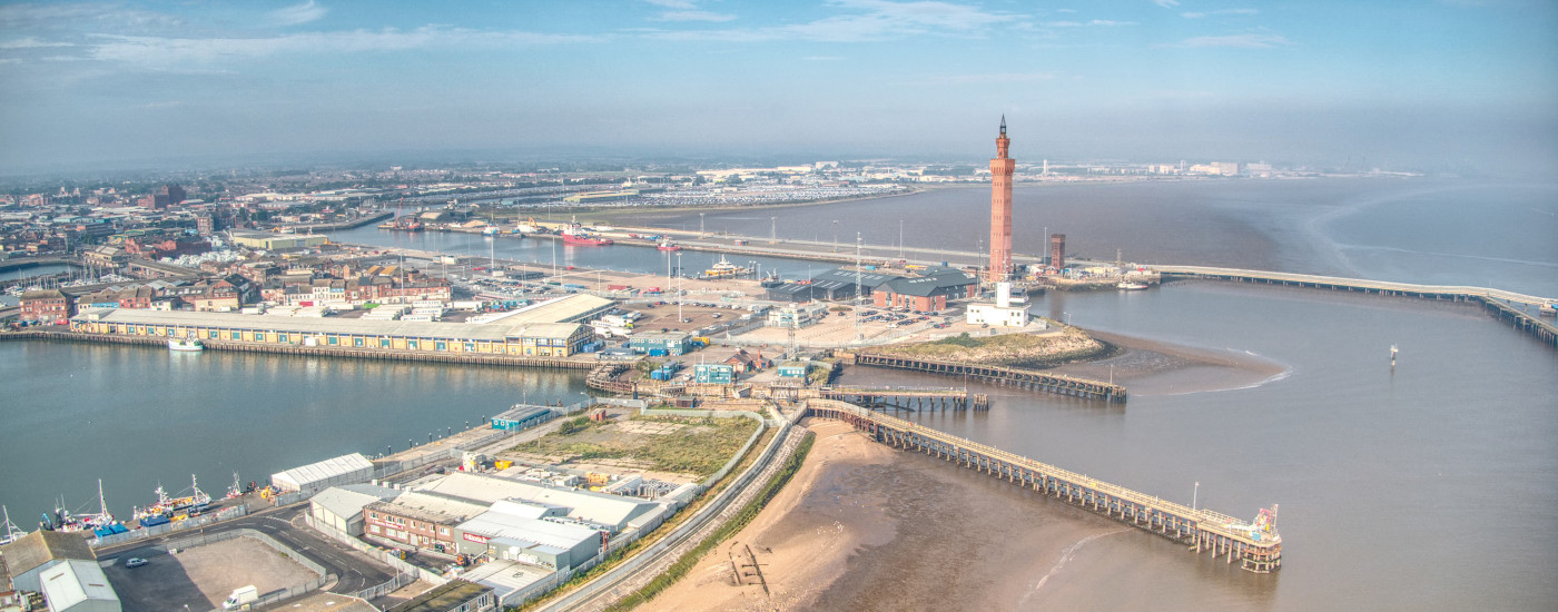 Aerial shot of Grimsby