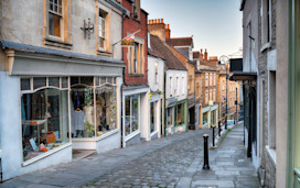 The cobbled streets of Frome, Somerset.