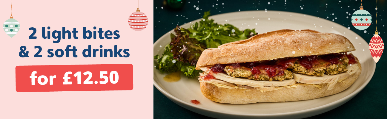 2 lunches & 2 soft drinks for £12.50