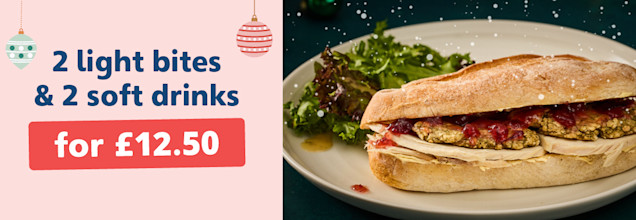 2 lunches & 2 soft drinks for £12.50