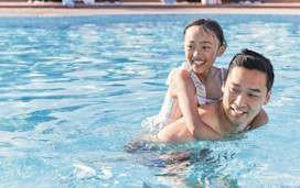 Swimming in the outdoor pool