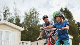Family bike ride from the park
