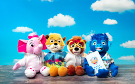 A line up of our Seaside Squad Make a Bear teddies.