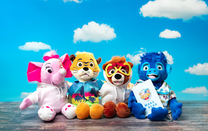 A line up of our Seaside Squad Make a Bear teddies.