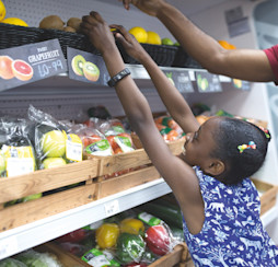 Well-stocked shelves at the Mini Market