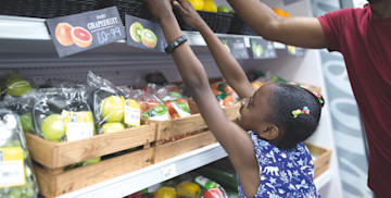Well-stocked shelves at the Mini Market