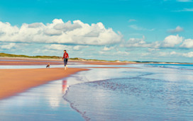 Walking along a Northumberland beach