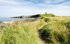 A view of Dunstanburgh Castle in Northumberland.