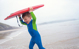 Bodyboarding at Perran Sands