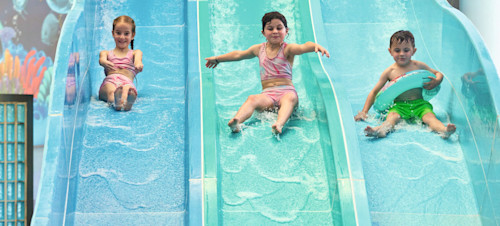 The multi-lane slide at the Adventure Pool