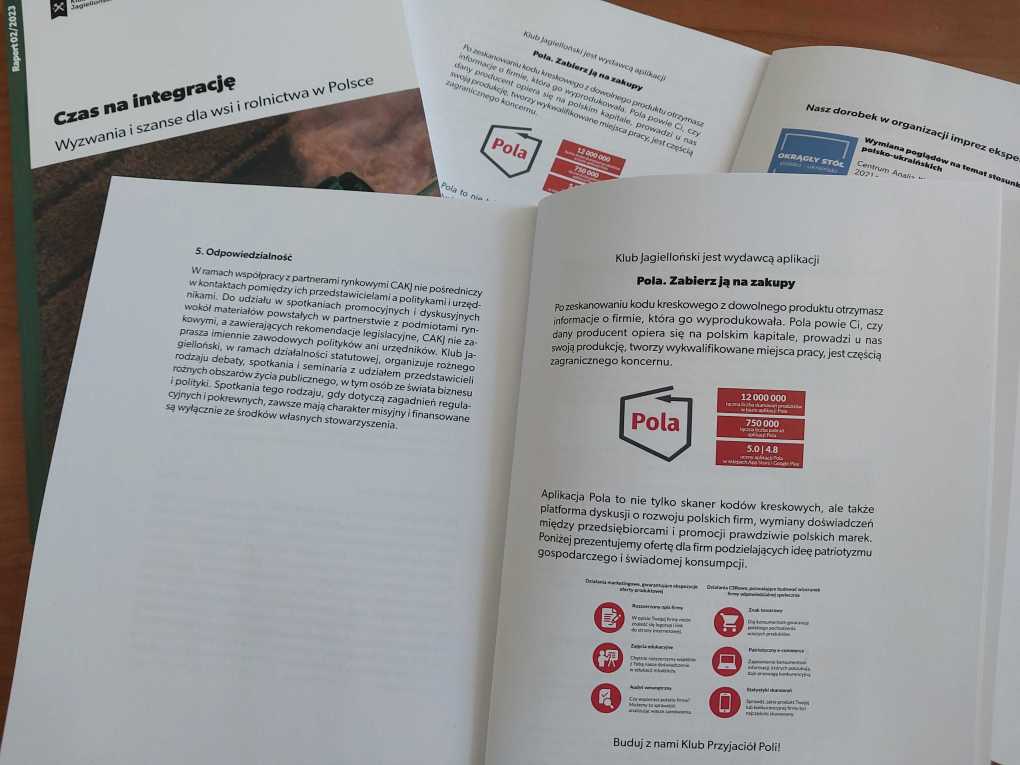 Aplikacja Pola w publikacjach Centrum Analiz Klubu Jagiellońskiego - Dodatkowa promocja naszego projektu