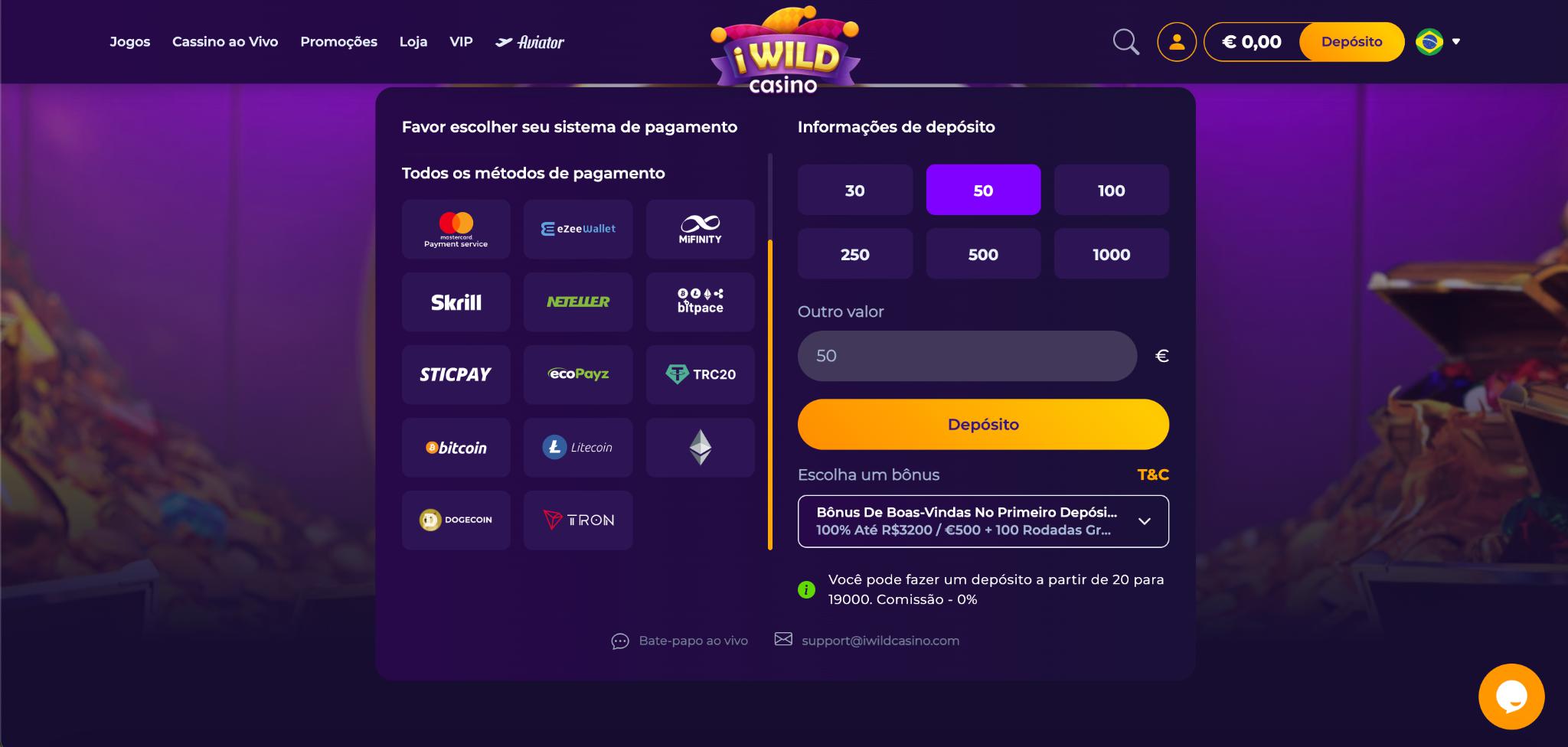 iWild Casino Deposit