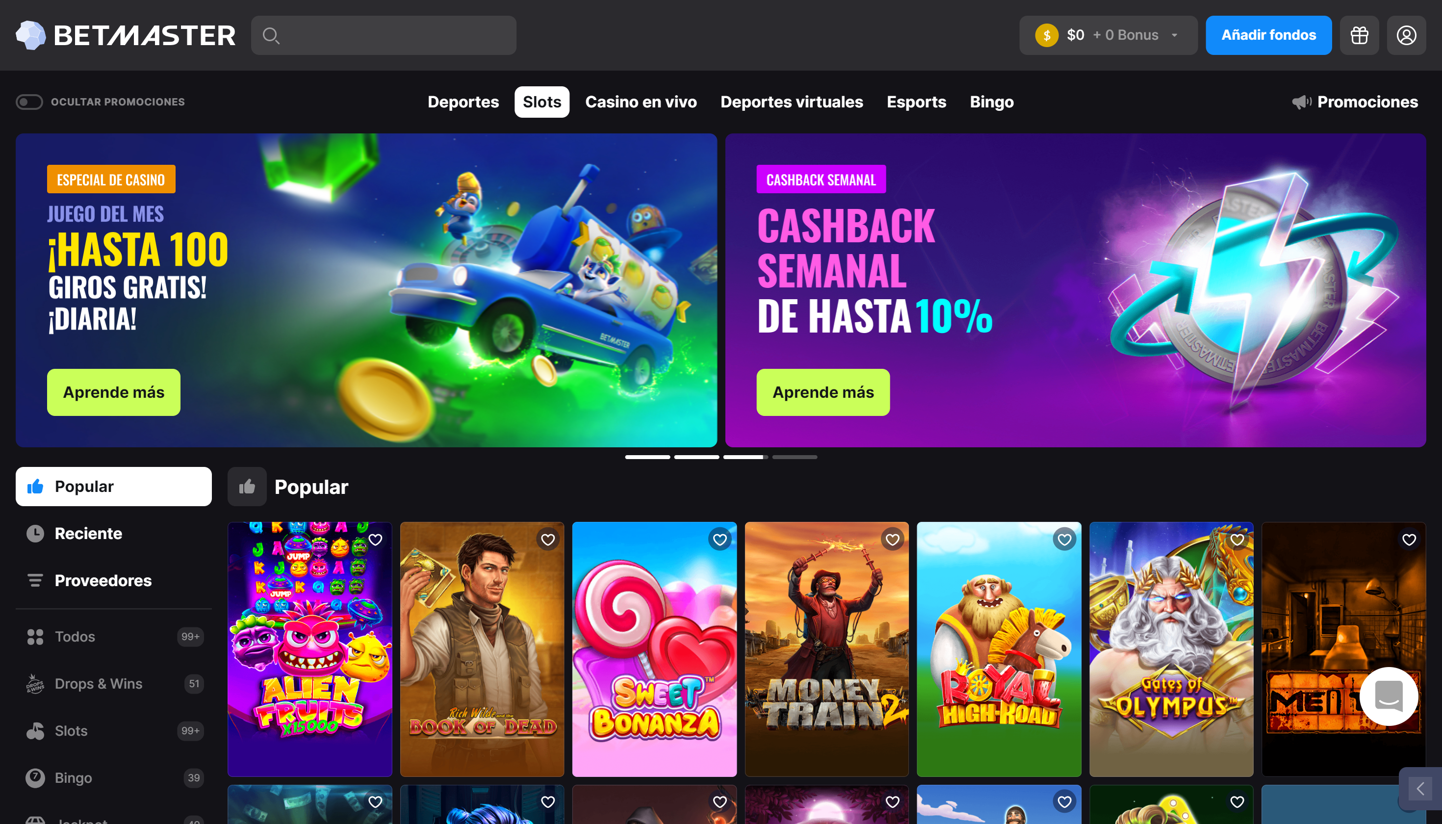 MX Betmaster Juegos de casino