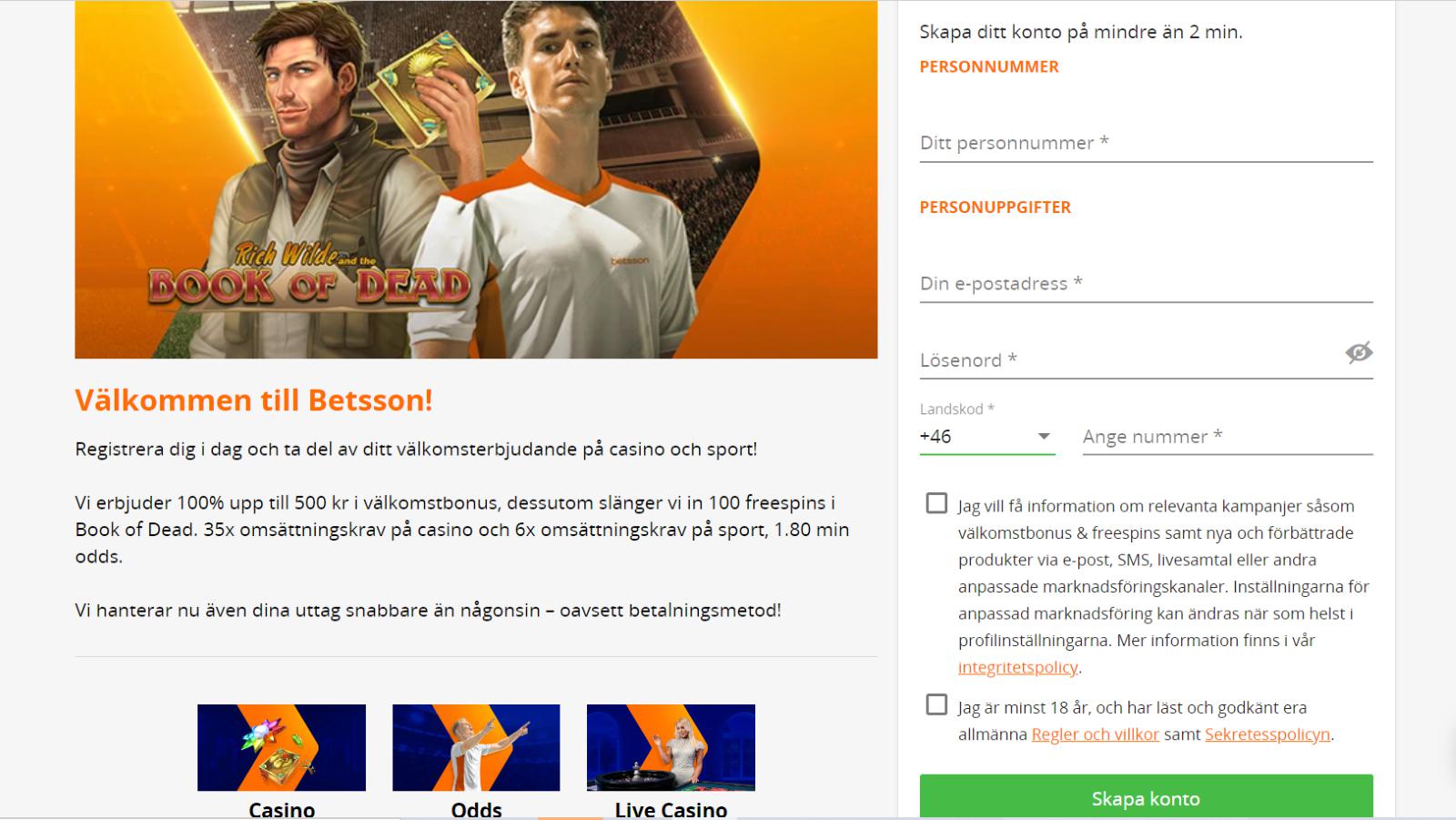 Betsson Registrering