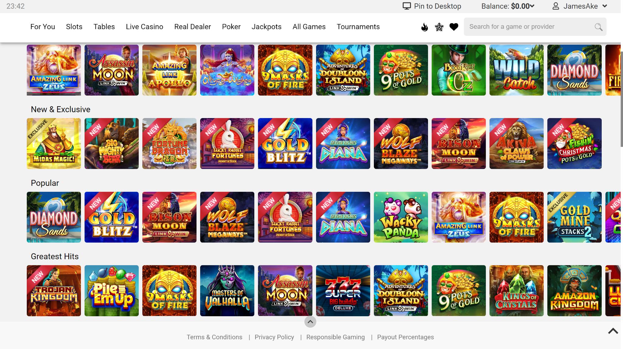 Spin Casino Popular Games