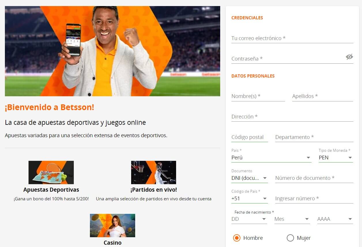 Registro en Betsson