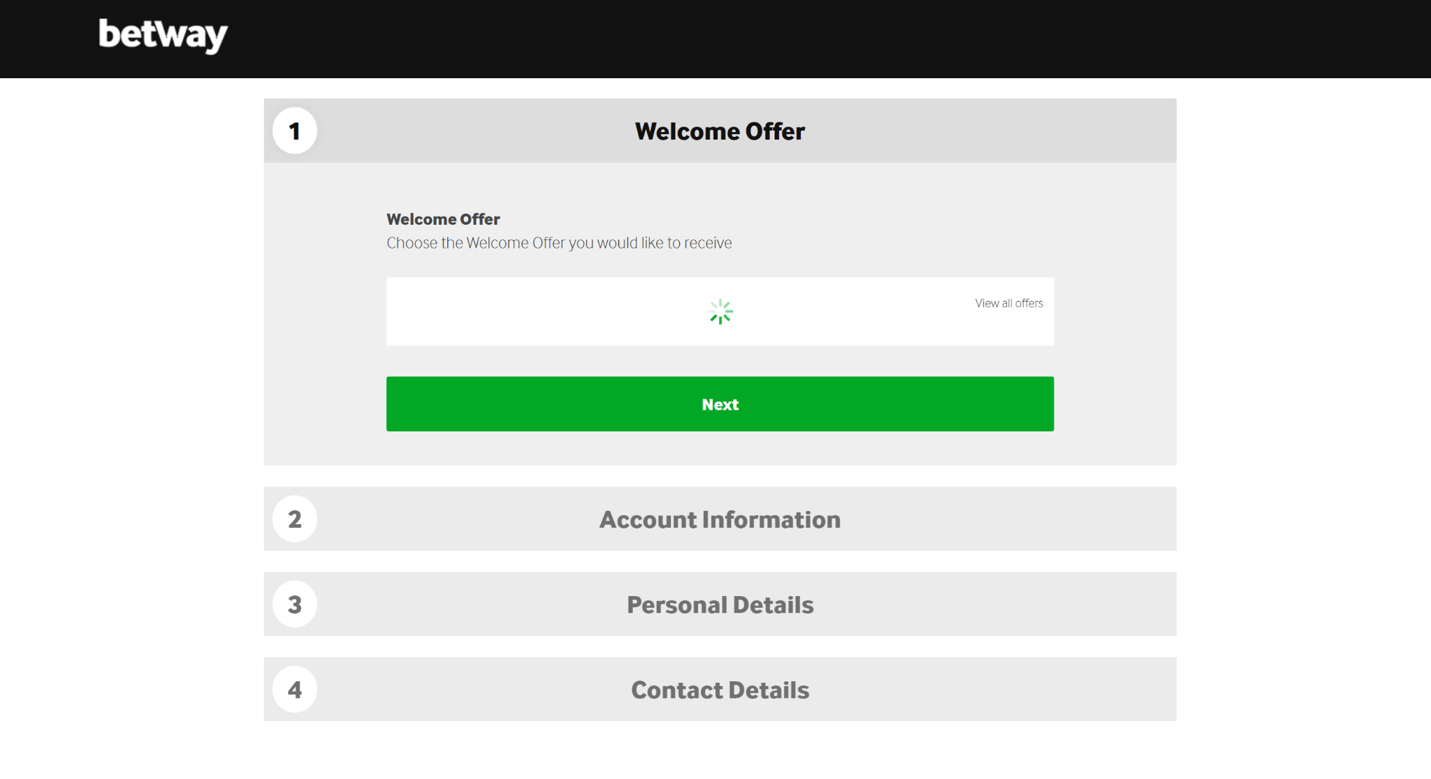 Betway registration form