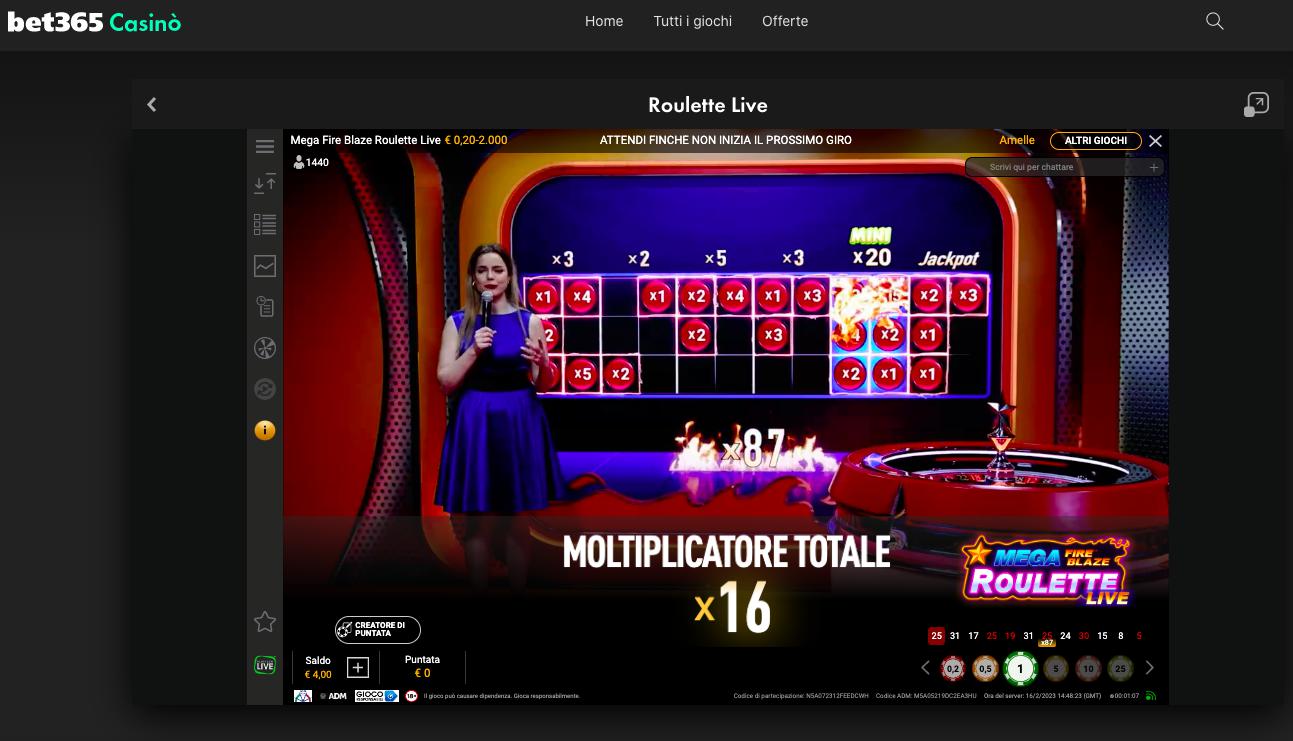 Bet365 Casinò Live