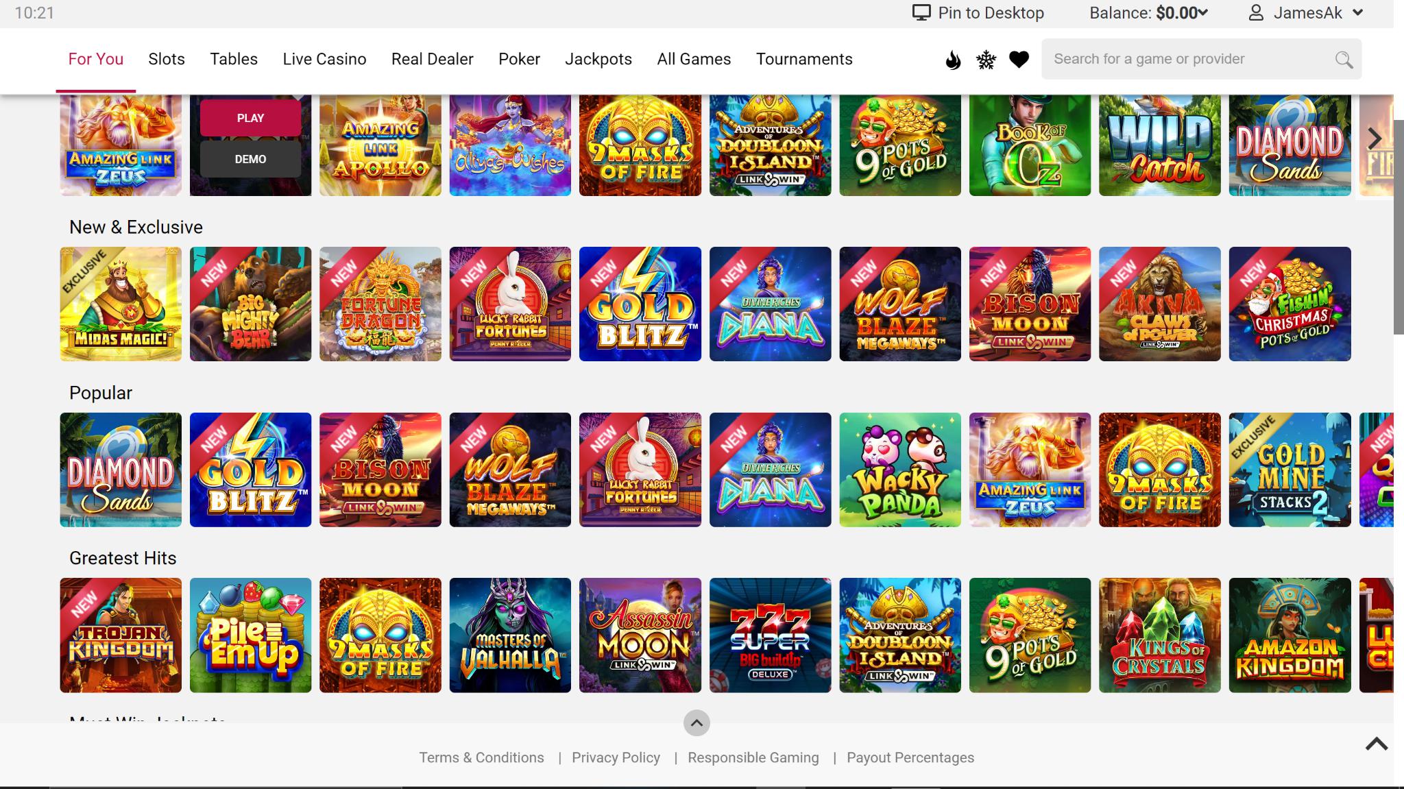 Ruby Fortune Popular Games