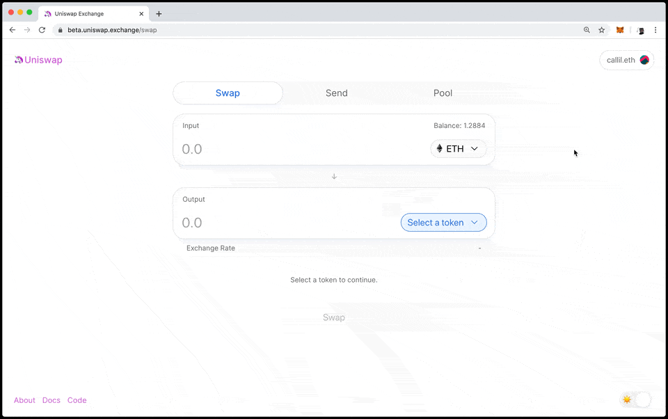 Scan a QR code to connect your mobile wallet to app.uniswap.org