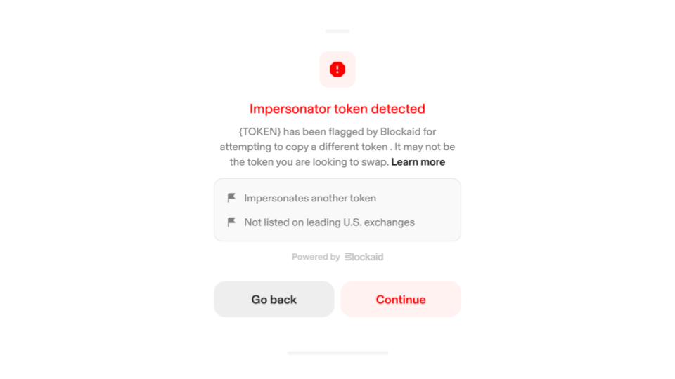 Impersonator token warning