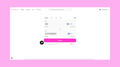 Review swap details on the Uniswap Web App