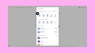 Search tokens while swapping on the Uniswap Web App