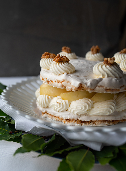 Prior Ballymaloe S Pear And Walnut Meringue Gateau