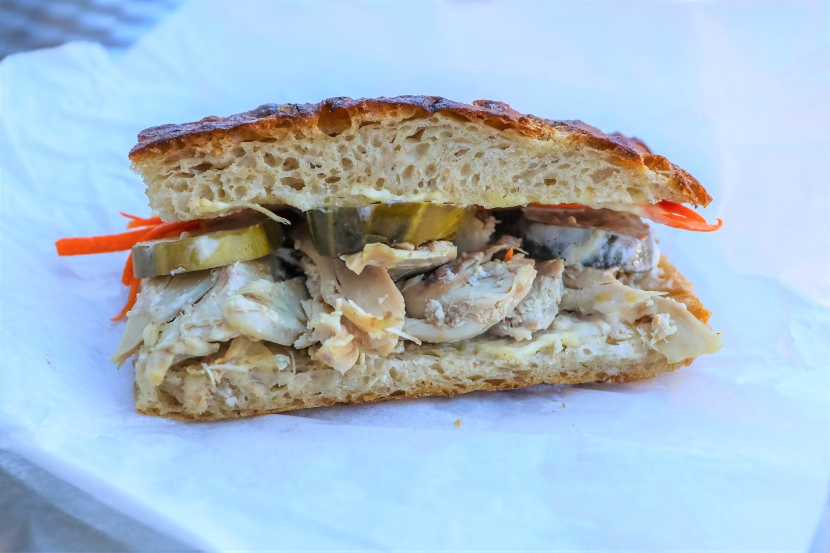 Roasted Chicken on focaccia, at Little King 