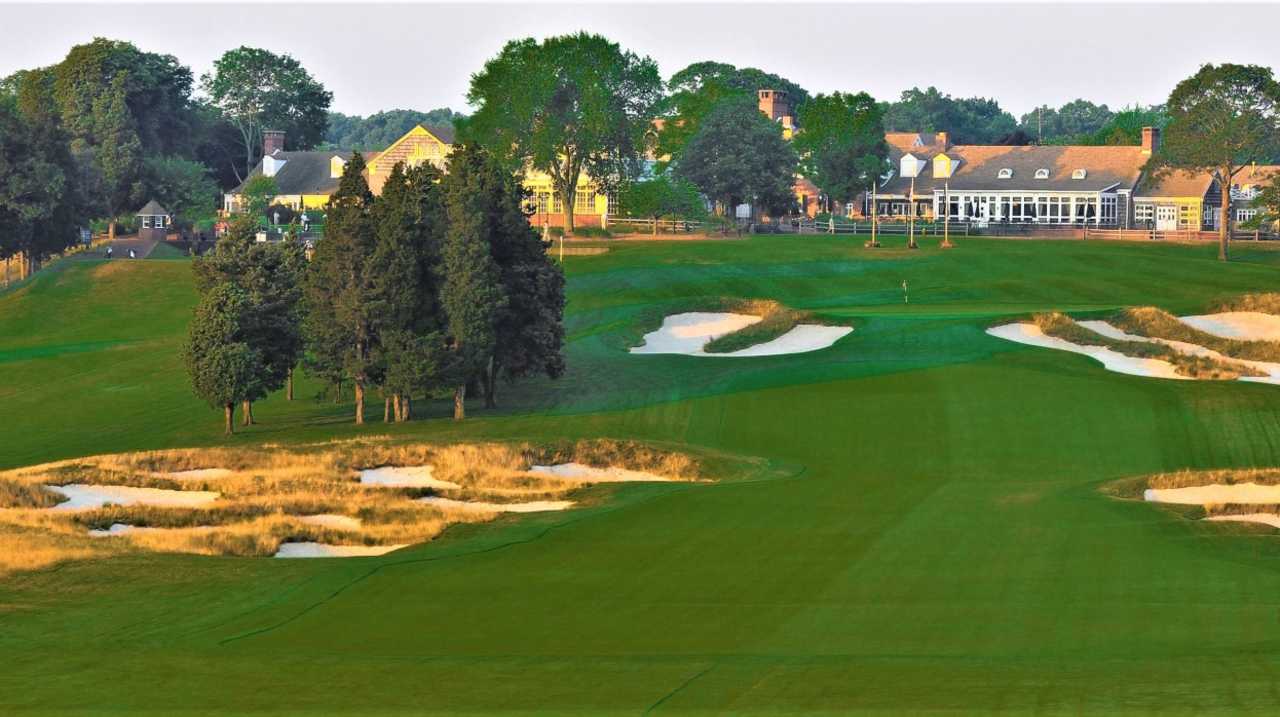 The course and clubhouse at Bethpage State Park Golf Course