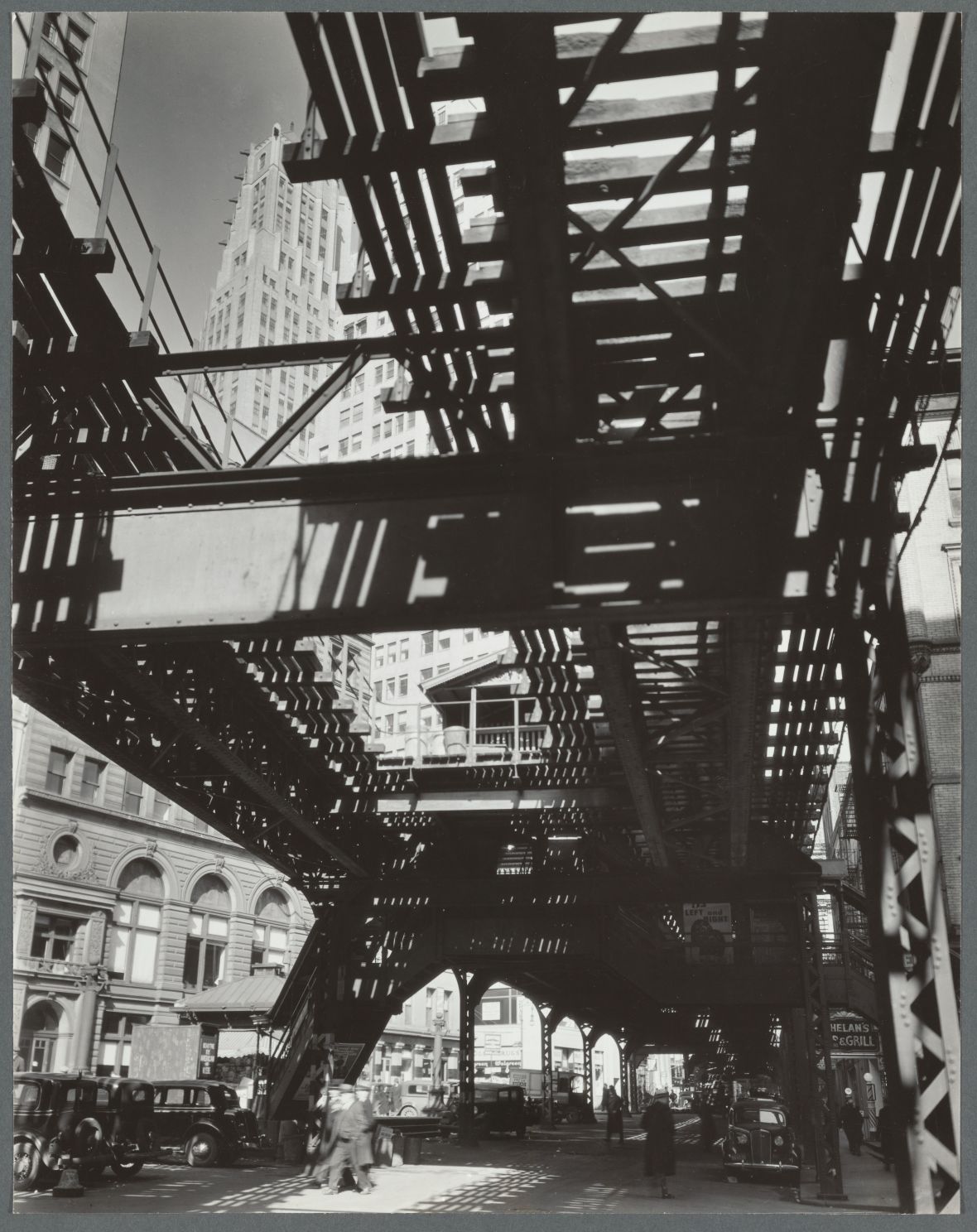 El Second and Third Avenue Lines, Hanover Square and Pearl Street (Berenice Abbott / NYPL)