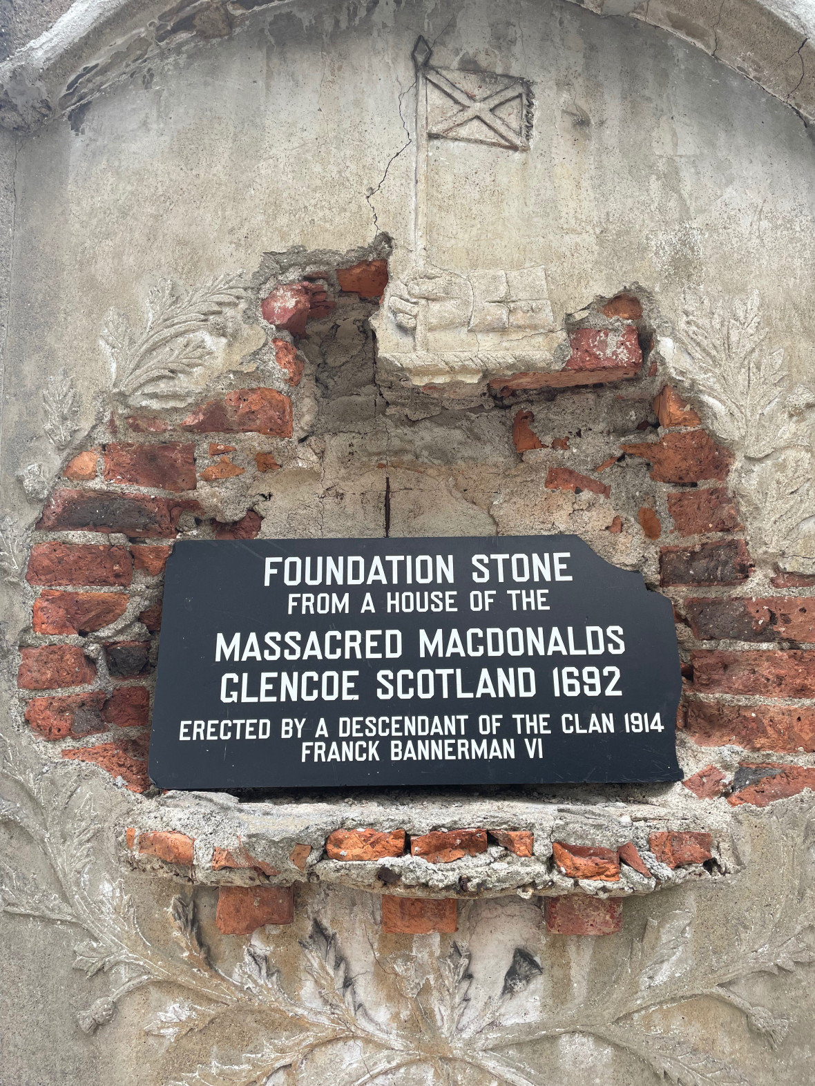 Foundation stone from Clan Macdonald at Bannerman Castle 