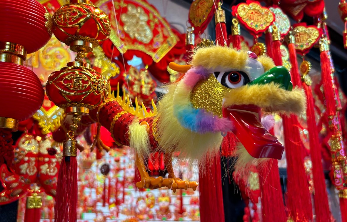 Chinatown dragon puppet