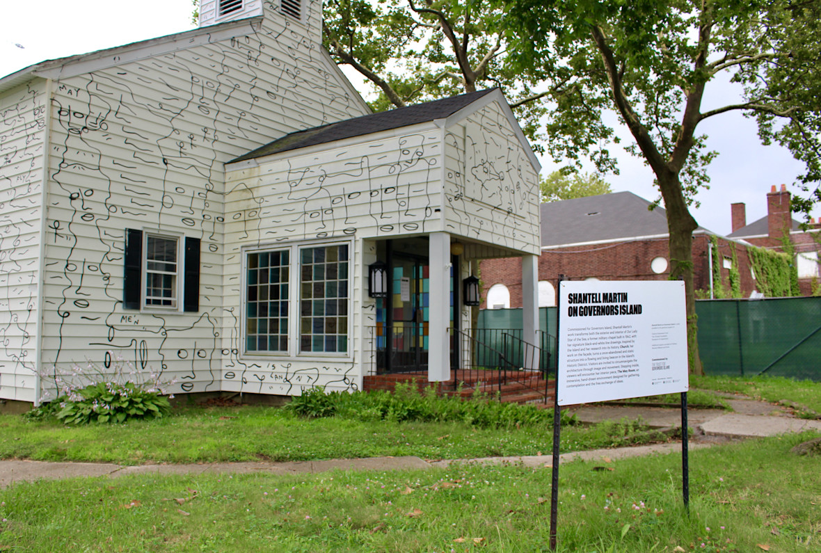 Former chapel featuring Shantell Martin's Church and The May Room art installation