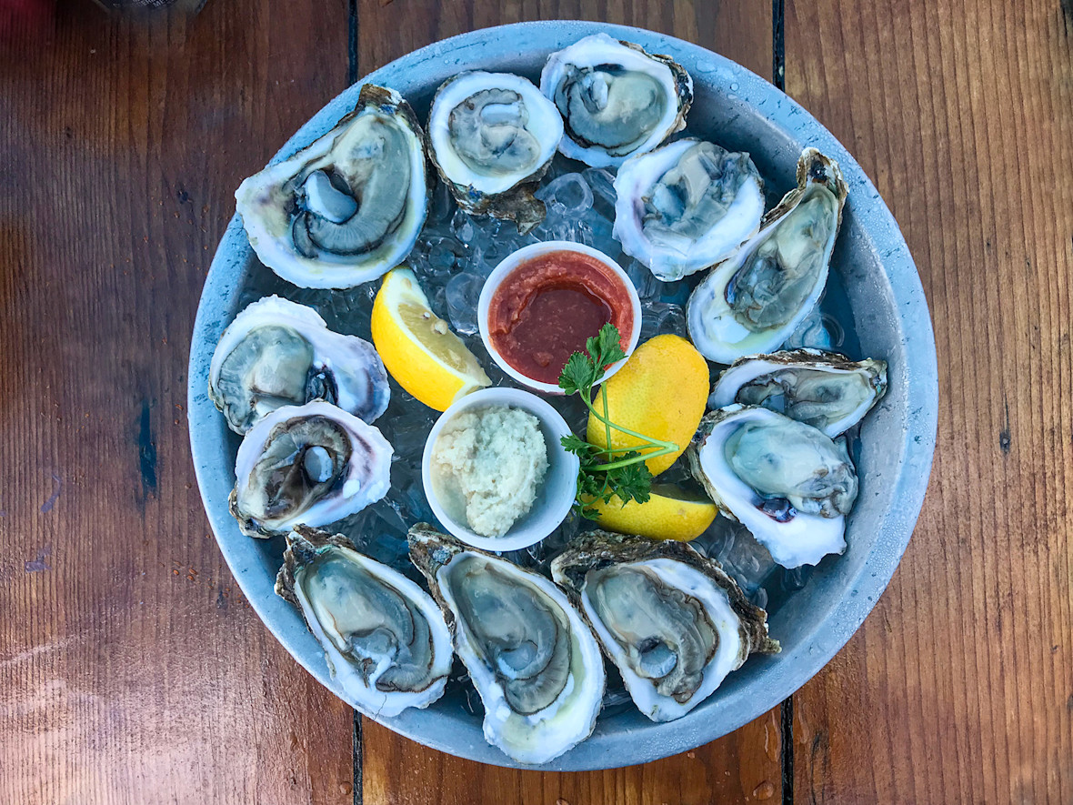 Oysters on the half shell from Nantucket at Bracco's in Freeport