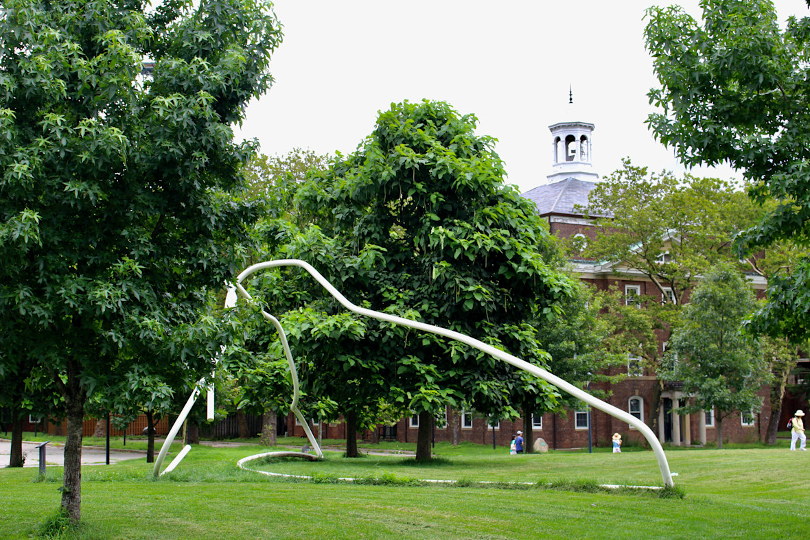 Outdoor sculpture titled Yankee Hanger