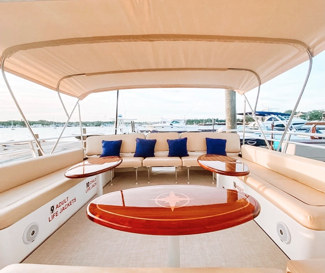 Interior of a boat deck from Long Island Boat Rentals