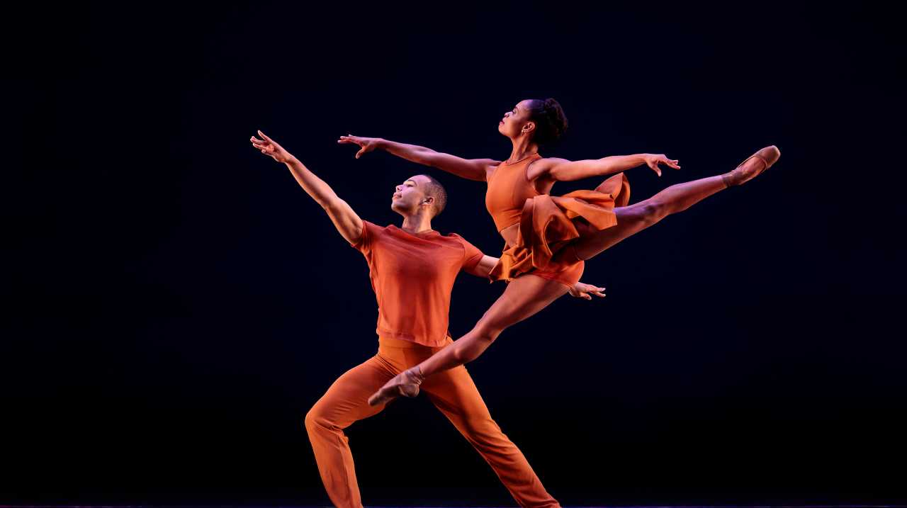 Dance Theatre of Harlem's Anthony Santos and Micah Bullard in Higher Ground, part of City Center's inaugural Dance Festival